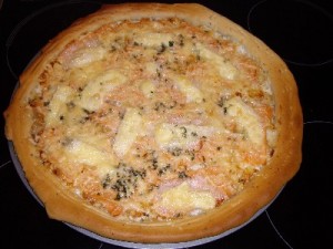 pizza a la creme et saumon fumé